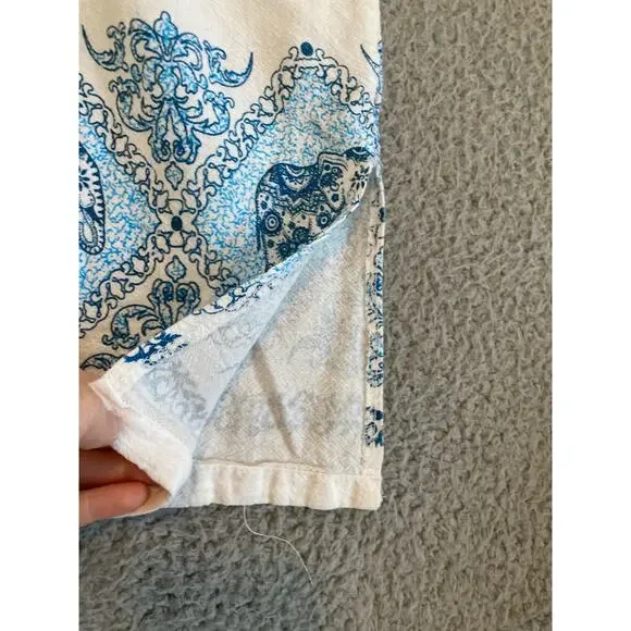 Elephant Top 2XL Geometric Art Short Sleeve V-Neck Boho Beach Hippie Shirt XXL - Picture 3 of 14